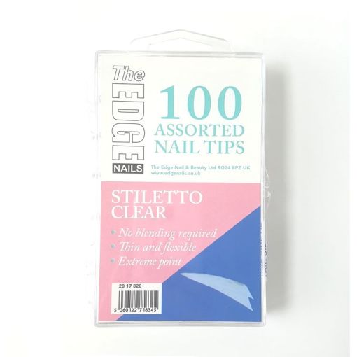 The Edge Clear Stiletto Tips Assorted (100)