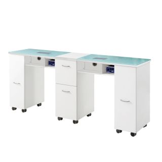 Concorde Double Manicure Table With Dust Extractor Fan White