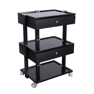 Frosted Trolley - Black - 2 Drawer